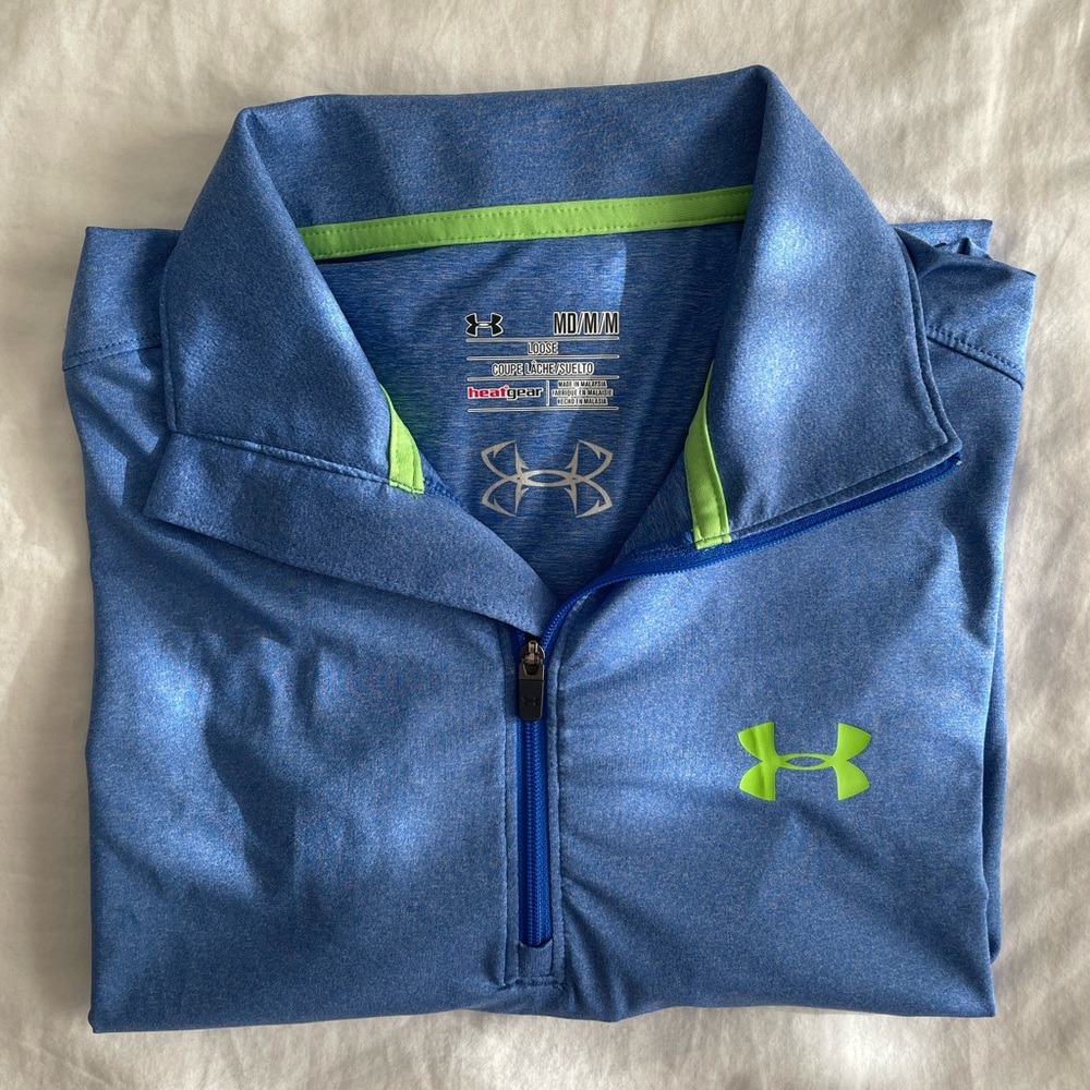 Under Armour Blue and Neon Green Dri-Fit Pull Over
